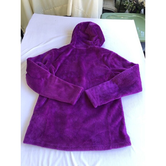 MARMOT Polartec Women Fluffy Fleece Jumper Large Full Zip Neon Purple Hooded - Picture 5 of 10